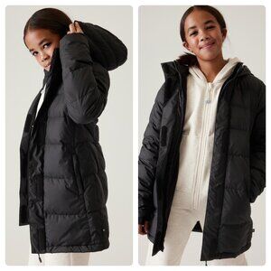 Athleta Girl Snow Day Down Jacket Puffer Winter Coat Size XL 14 Black Hood